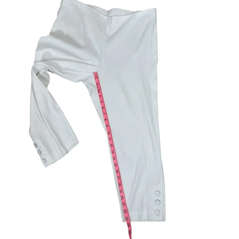 J.Jill Linen Stretch Pull On Cropped Ankle Pant White Sz MP Minimalist Coastal